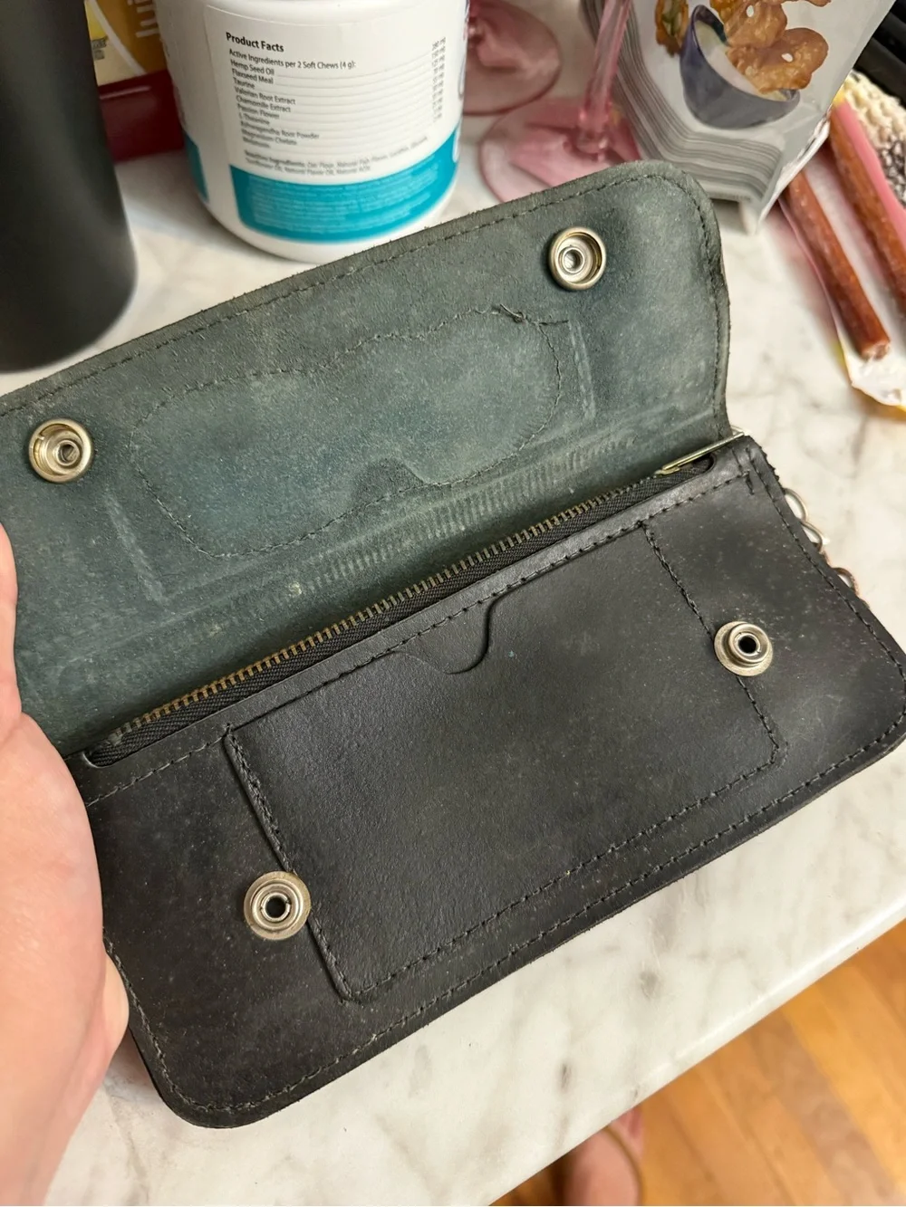 Vintage Harley -Davidson Leather Black Wallet with Chain